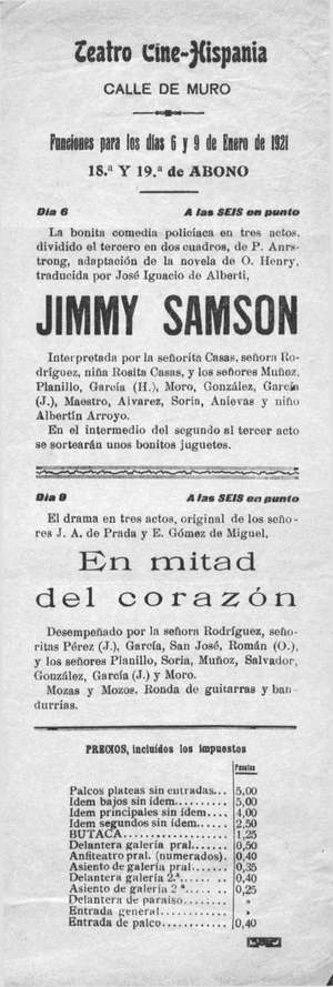 Teatro-Cine Hispania. JIMMY SAMSON