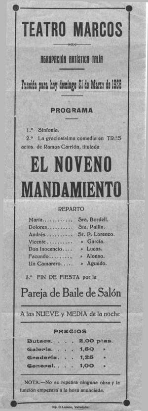 Teatro Marcos. EL NOVENO MANDAMIENTO