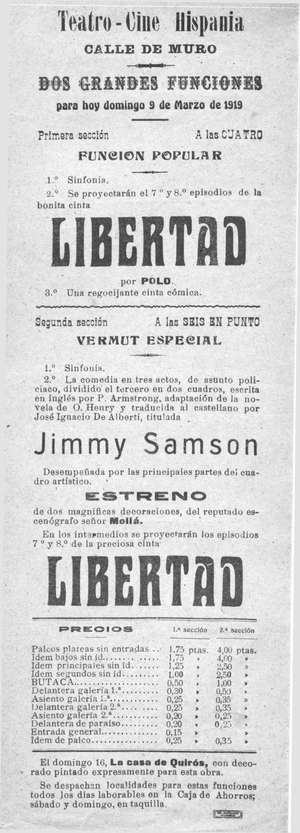 Teatro-Cine Hispania. LIBERTAD