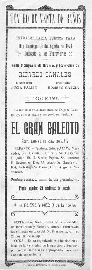 Teatro de Venta de Baños. EL GRAN GALEOTO