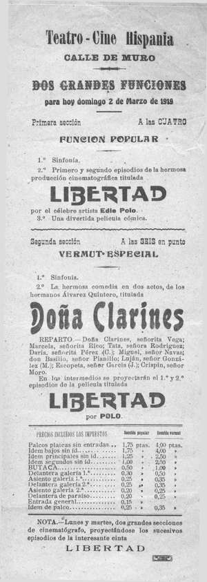Teatro-Cine Hispania. LIBERTAD