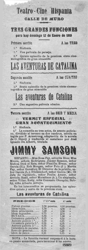 Teatro-Cine Hispania. LAS AVENTURAS DE CATALINA