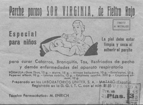 PARCHE POROSO SOR VIRGINIA, de fieltro rojo