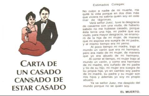 CARTA DE UN CASADO CANSADO DE ESTAR CASADO