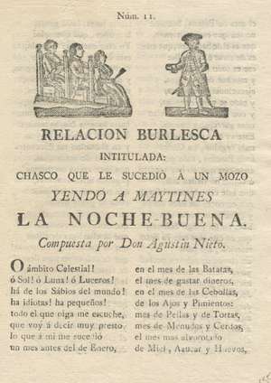 Relacion burlesca intitulada chasco que le sucedió a un mozo yendo a maytines la Nochebuena