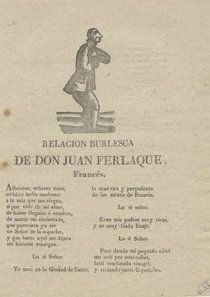 Relación burlesca de Don Juan Ferlaque, Francés