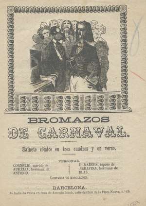 Bromazos de Carnaval. Sainete cómico en tres cuadros y en verso.