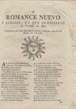 Romance nuevo y curioso, en que se refieren las Virtudes del Dia. 