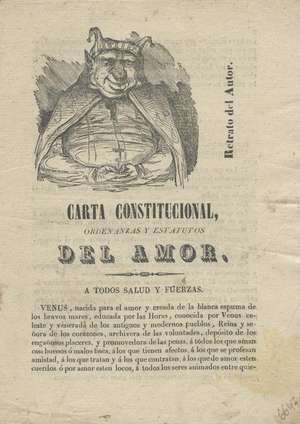 Carta constitucional, ordenanzas y estatutos del amor, a todos salud y fuerza.