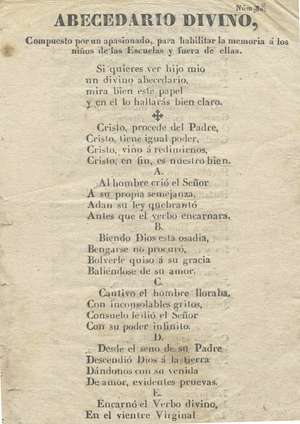 Abecedario Divino. Compuesto por un apasionado para habilitar la memoria a los niños de las Escuelas y fuera de ellas. N. 80