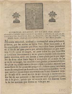 ESPIRITUAL RELACION, EN LA QUE POR ELLA alcanzará el pecador total remisión de sus culpas y pecados, la cual se encontró en el Sto. Sepulcro de Ntro. Sr. Jesucristo, por Sta. Brigida, y Sta. Matilde Reina, dando fin con el Padre Ntro. y Ave María glosados