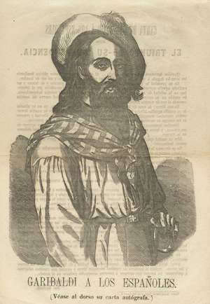 GARIBALDI A LOS ESPAÑOLES
(véase al dorso su carta autógrafa)