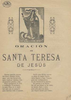 ORACIÓN DE SANTA TERESA DE JESÚS.
ORACIÓN A LA GLORIOSA SANTA AGATOCLIA, VIRGEN Y MARTIR, PATRONA DE MEQUINENZA