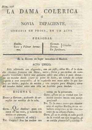 La Dama Colérica o Novia Impaciente, comedia en prosa en un acto. Num. 136