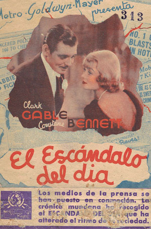 [Programa de mano de película]. El Escandalo del Dia. 
