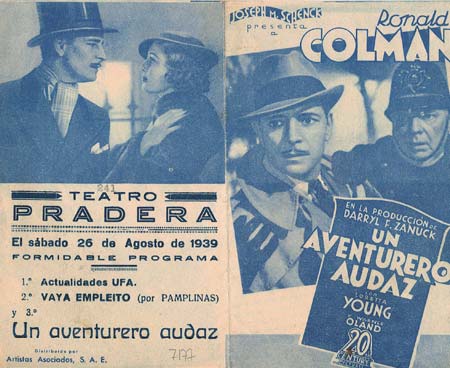 [Programa de mano de película]. Un aventurero audaz