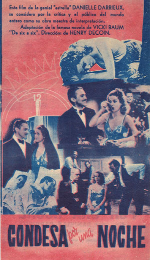 [Programa de mano de película]. Condesa por una noche