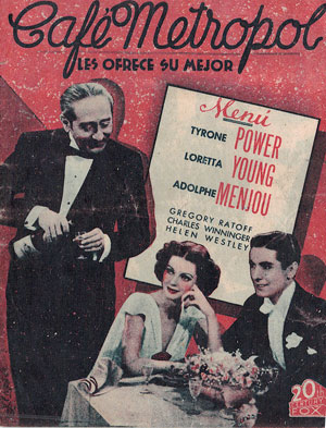 [Programa de mano de película]. Cafe Metropol