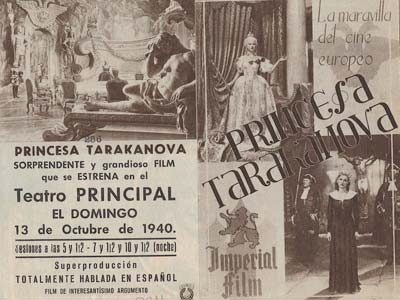 [Programa de mano de película]. Princesa Tarakanova.