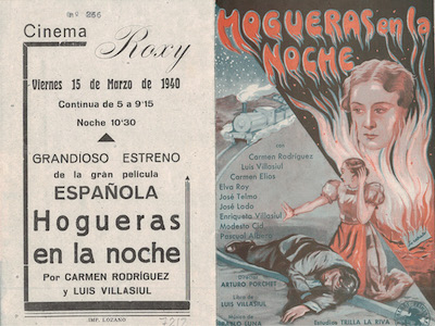 [Programa de mano de película]. Hogueras en la noche