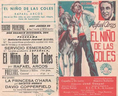 [Programa de mano de película]. El niño de las coles