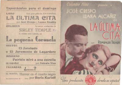 [Programa de mano de película]. La última cita.