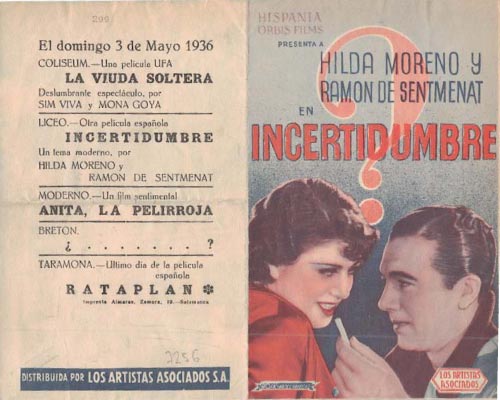 [Programa de mano de película]. Incertidumbre