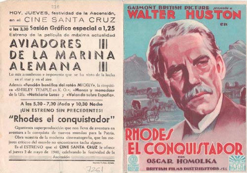 [Programa de mano de película]. Rhodes el conquistador.