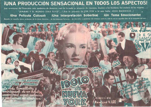 [Programa de mano de película]. Idolo de Nueva York