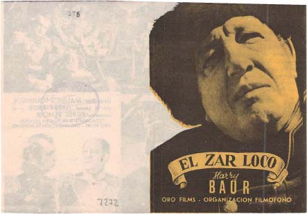 [Programa de mano de película]. El zar loco
